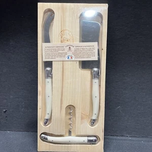 Laguiole Wine & Cheese Set Corkscrew, Pronged Cheese Knife & MIni-Cleaver - Picture 1 of 6