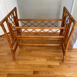 Vtg 80s MCM Trellis Bamboo Rattan Dining Table Base Tropical Beach Boho - Picture 1 of 18