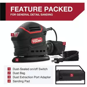 Hyper Tough 1.5 Amp Corded Detail Sander with Dust Bag,2.22 lb - Picture 1 of 22