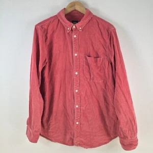 Zara mens button up shirt size M pink corduroy long sleeve collar cotton 106971 - Picture 1 of 10