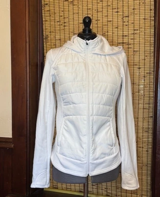 Tek Gear молнии выстеганная с капюшоном флис с подкладкой белая куртка женский размер средний - Изображение 1 из 2