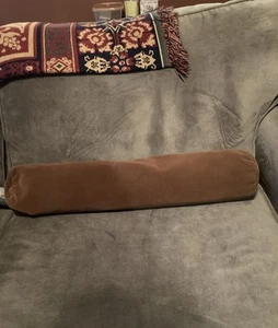 4.5”x22" Orvis Luxe Round Velvet Bolster Decorative Pillow Brown - Picture 1 of 7