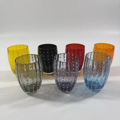 Juego de 7 vasos de vidrio de perla Zafferano - hechos a mano Foto 1 de 4