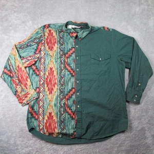 VINTAGE Roper Hemd Herren 2XL grün Perlen Druckknopf Western Azteken Southwestern Cowboy - Bild 1 von 12