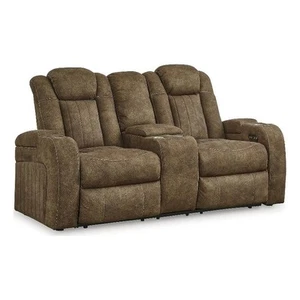 Signature Design by Ashley Wolfridge Brown Power Reclining Loveseat - Picture 1 of 4