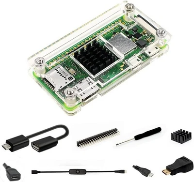 Raspberry Pi Zero Case,  Pi Zero 2 w, with Heatsink, HDMI Adapter, OTG Cable - Image 1 of 4