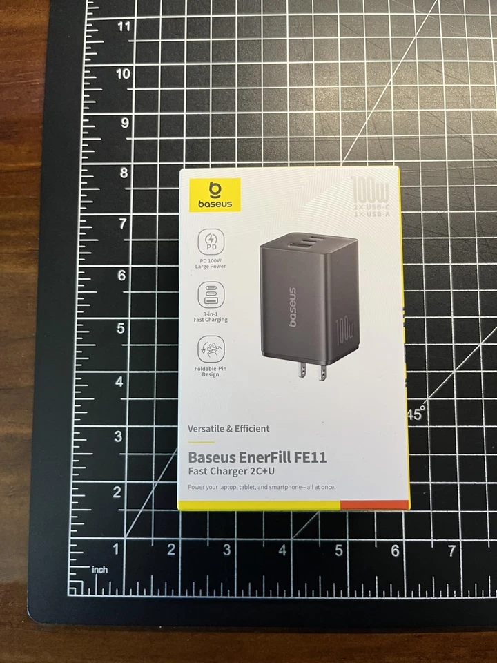 Baseus 100W USB C bloco carregador 3 portas dobrável rápido para MacBook iPhone - Imagem 1 de 1