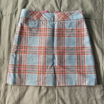 Minifalda Joules de lana tweed talla 8 azul a cuadros 2009 Preppy College Core Foto 1 de 4