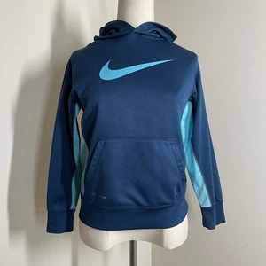 Nike Unisex Kids - Size M - Blue “Swoosh” Hooded Sweatshirt Hoodie - Picture 1 of 8