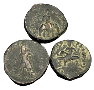 Set of 3 Ancient Kushan Coins from the Kushan Empire Kanishka Copper Coin - Picture 1 of 12
