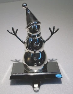 Silberfarben Schneemann Strumpf Halter Haken groß und schwer 8,5" hoch - Bild 1 von 3