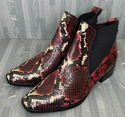 Naturalizer Hailey Chelsea 靴子女式 7.5 红色蛇皮印花踝靴 — 第 1/4 张图片