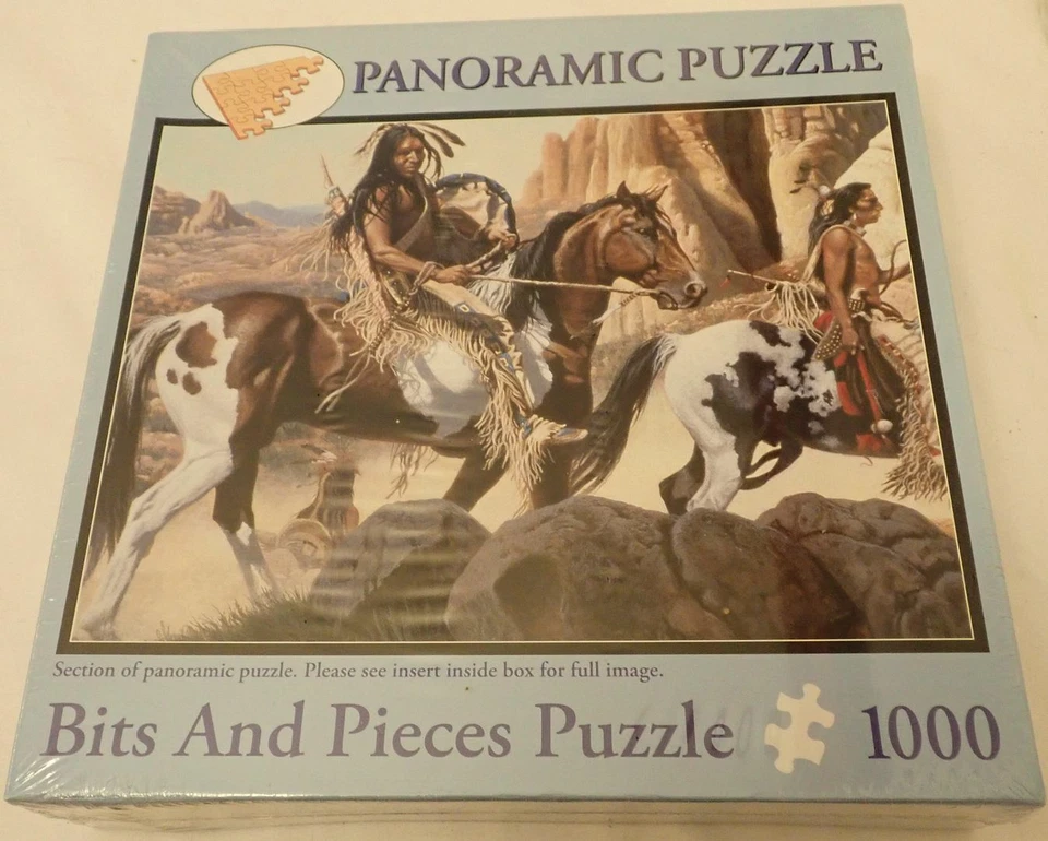 Rompecabezas panorámico de 1000 piezas nuevas brocas y piezas CHEYENNE WAR PARTY Foto 1 de 1