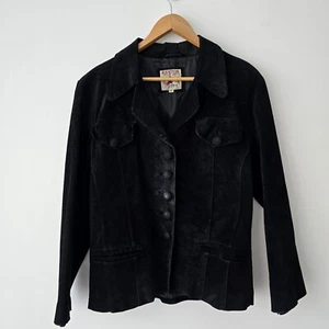 Vintage WESTCO Jacket Womens Medium Black 100% Pig Suede Leather Button Western - Picture 1 of 20