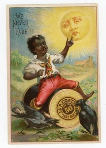 Tarjeta comercial Black Americana Handsome Youth Raven J P Coats Thread - Imagen 1 de 2