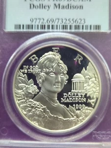 1999 P PCGS PR 69 DCAM Dolley Madison 1 Dollar $1 Commem Vintage SLAB - Picture 1 of 9