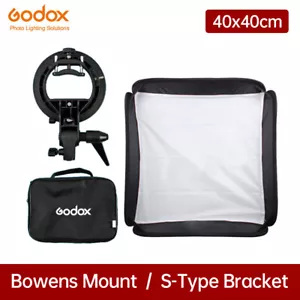 US Godox Ajustable Flash Softbox 40*40cm 40x40 + S type Bracket Mount for Flash - Picture 1 of 12
