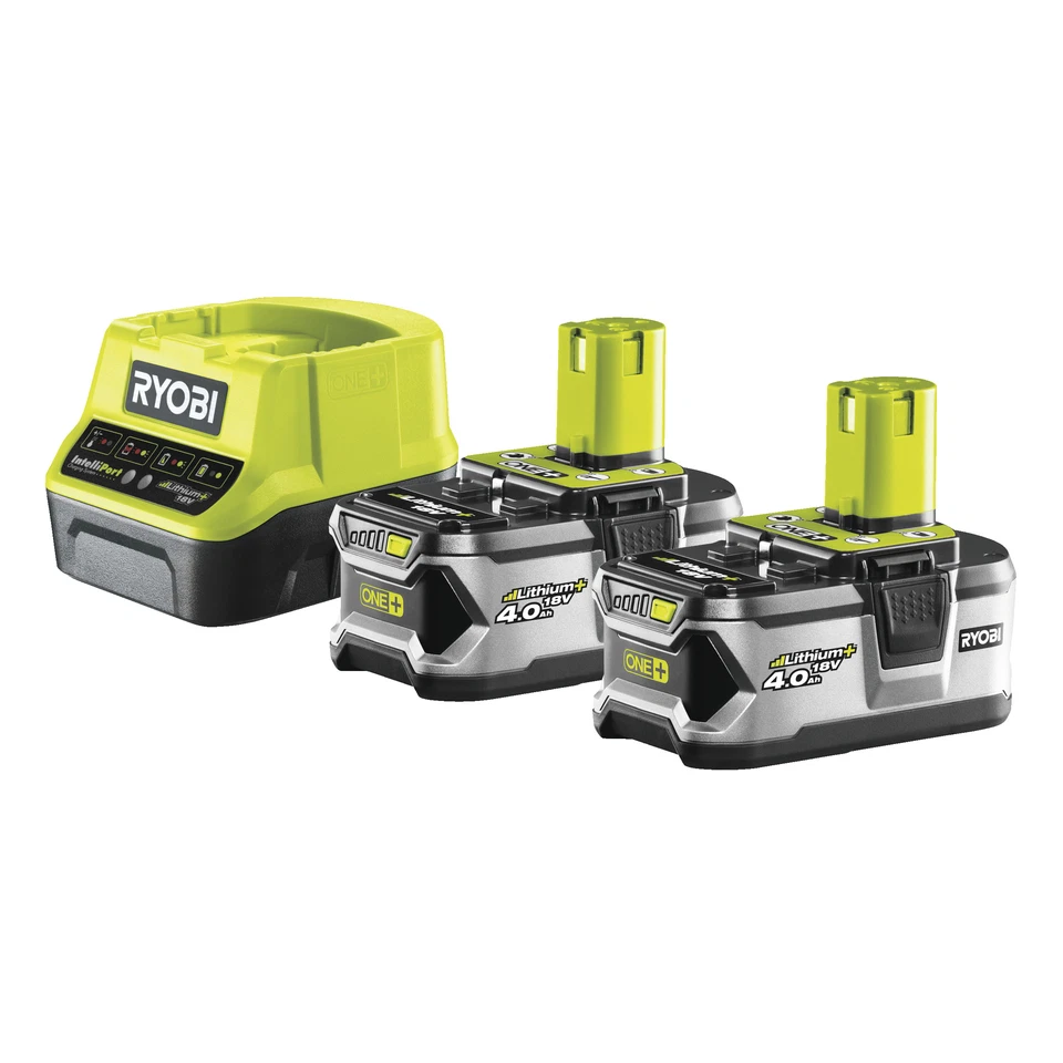Paquete Cargador Ryobi RC18120-240 + 2 Baterías 18V 4Ah Li-ion, 4.0Ah, 4.0Ah Foto 1 de 1