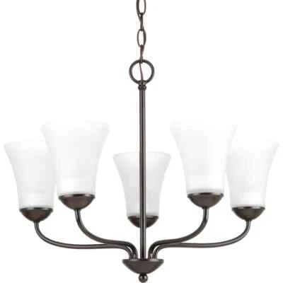 Progress Lighting 5-Light Antique Bronze Etched Glass Traditional Chandelier  - Image 1 of 4