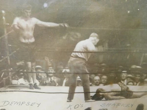 8" X 10" ORIGINAL B&W Photo Dempsey KO's Sharkey One-of-a-Kind Boxing Image - Picture 1 of 4