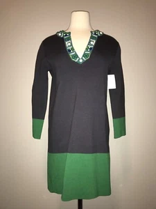 BCBG Max Azria Green and Blue Color Block Dress With Bead Accents, Size Small - Picture 1 of 7