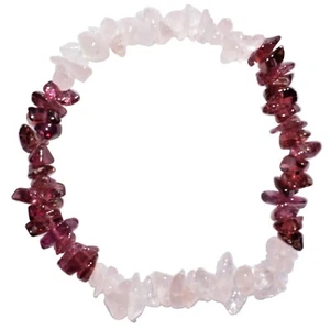 CHARGED Rose Quartz Rhodolite Garnet Crystal Chip Stretchy Bracelet + Selenite - Bild 1 von 9