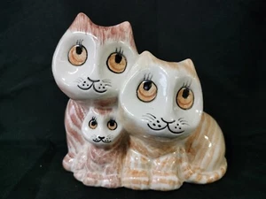Vintage 1982 Enesco Keramik Kätzchen Katze Familie von drei Sparschweinen - süße Figur - Bild 1 von 5