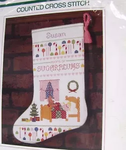 SUNSET Stocking Counted Cross Stitch Kit SUGARPLUM STOCKING Polly Carbonari NEW - Picture 1 of 3