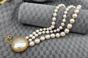Vintage Signed Miriam Haskell Faux Baroque Pearl Three Strand Bracelet - Picture 1 of 6