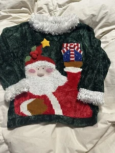 Kids 6/6x Ugly Christmas Sweater / Christmas Sweater Santa  - Picture 1 of 4