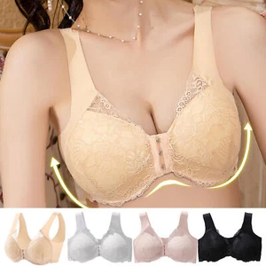 Full Figure Bra Front Closure No Pad Wire Free 64-80cm Fits Most A B C Smooth - Picture 1 of 31