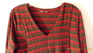 Women's Cable & Gauge XL Red w/ Gray Stripes Pullover Blouse - Picture 1 of 4