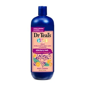 Dr Teal's Kids 3 in 1 Elderberry Bubble Bath Body Wash Shampoo 20 Fl Oz - Picture 1 of 12