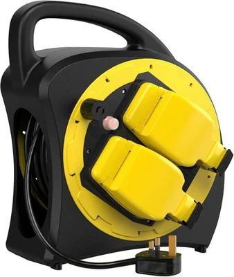 Outdoor Extension Lead 25M Weatherproof Garden Power Socket 2 Way Case Reel IP54 - Image 1 of 4