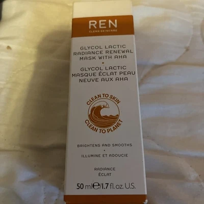 REN Glycol Lactic Radiance Renewal Mask With AHA Brightens Smooths 50ml RRP42.00 - Image 1 of 4