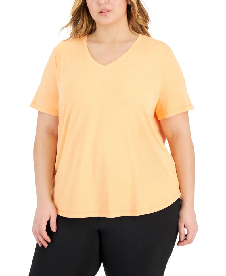 ID Ideology Women Regular fit Short Sleeve T-Shirt Shirt 3X Orange Solid - Image 1 of 1