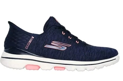 Zapato de golf Skechers Go Golf Walk 5 sin cordones 123085 azul marino/rosa para mujer sin clavos 7 Foto 1 de 4