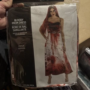 BLOODY PROM DRESS Zombie Scary Halloween Adult Costume Size L / XL - 1 Piece NEW - Picture 1 of 4
