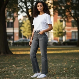 MOTHER High Waisted Button Fly Straight Leg Jeans ausgefranster Saum grau Denim Damen - Bild 1 von 8