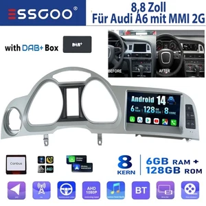 CarPlay 6+128G Android 14 DAB+ Autoradio GPS Für Audi A6 C6 4F MMI 2G 2005-2009 - Bild 1 von 21