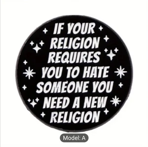 Broche prendedor sombrero/solapa espiritualidad sin odio "If Your Religion...New Religion" - Imagen 1 de 4