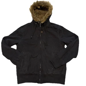 De Colección Y2K Águila Americana Militar Sudadera con Capucha de Piel Forrada Pesada Chaqueta de Lona Talla M Abrigo - Imagen 1 de 17