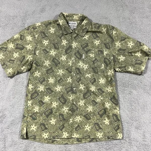 Camicia Columbia uomo cotone hawaiana taglia M verde floreale con bottoni manica corta - Foto 1 di 6