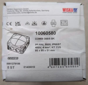 WISKA COMBI 308/5 BK 10060580 Junction Box Pack of 5 - New Damaged Box - Picture 1 of 3