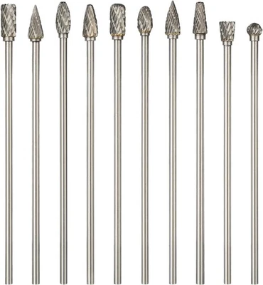10PCS Long Carbide Burr Set 1/8" Shank Total L 4" Compatible with Dremel Die Gri - Image 1 of 4
