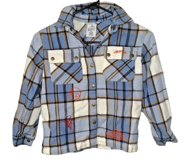 Camisa de franela azul pandamonio de los parques de Disney manga larga broches de presión talla 5/6 Foto 1 de 4