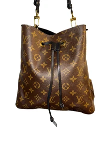 Bolso Bucket Louis Vuitton Neo Noe Monograma MM Cuero Marrón Negro Borde Cordón - Imagen 1 de 12
