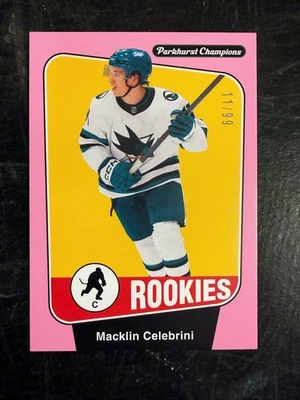 2024-25 Parkhurst Champions #245 Macklin Celebrini /99 Shell Pink RC Rookie Card - Imagem 1 de 2