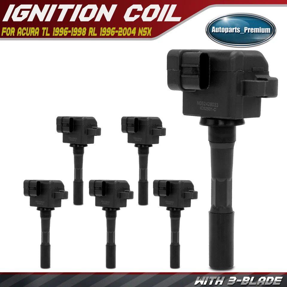 6Pcs Ignition Coil for Acura TL 1996-1998 RL 1996-2004 NSX 95-05 3.0L 3.2L 3.5L - Изображение 1 из 4