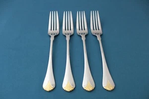 4 Salad Forks Yamazaki CARA GOLD 18/8 Stainless Japan 6 3/4" - Picture 1 of 5